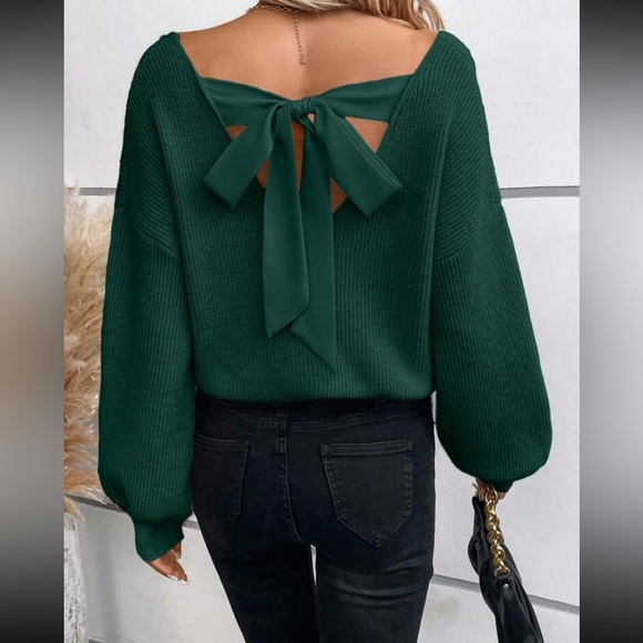 Cozy tie back V neck sweater top - Picture 16 of 16